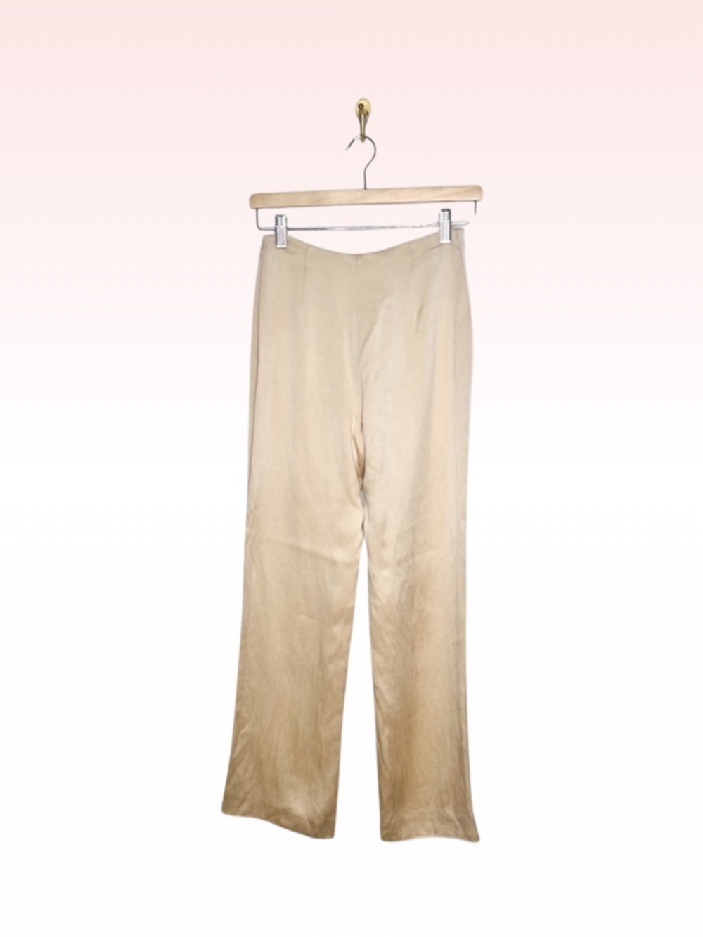 GIORGIO ARMANI Cream Beige Satin Straight Trouser Pants (Sz 42)